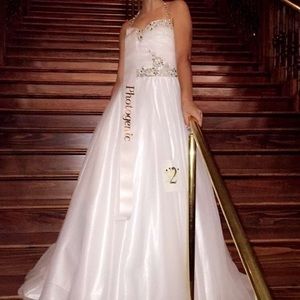 White a-line Sherri Hill ballgown
